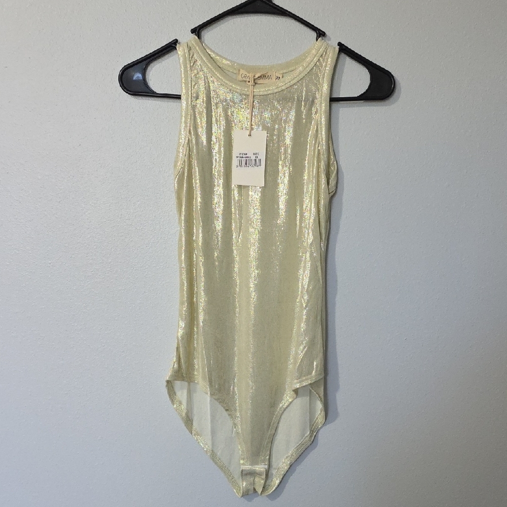 Shimmering Gold Sleeveless Bodysuit